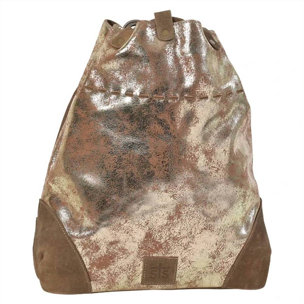 NEW STS RANCHWEAR women's flaxen roan drawstring backpack in gold metallic